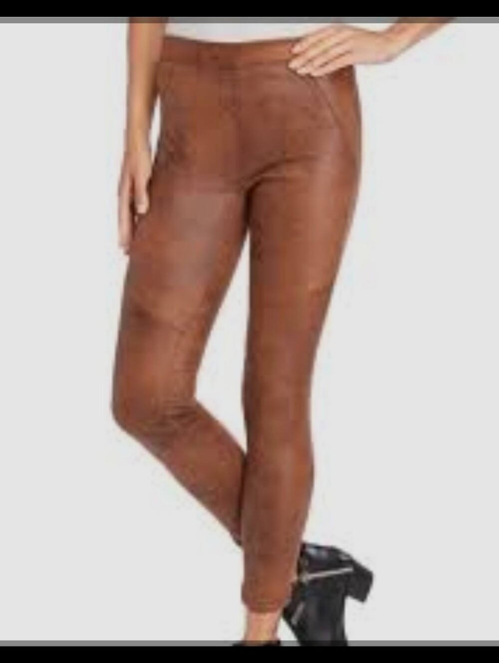 Free People Women's Brown Faux-Suede-Never Let Go-Skinny Crop Pull On Pants 31